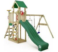 Tour de jeux bois WICKEY MultiFlyer Light avec balançoire, échelle corde et toboggan 220 cm vert - 10 ans de garantie*