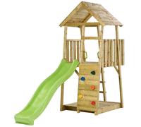 Tour de jeux bois wiki - toboggan, escalade, cabane et bac à sable marron TU