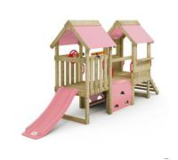 Tour de jeux WICKEY My First Playground 2 pour tout-petits avec toboggan 120 cm rose pastel et tunnel - 10 ans de garantie*