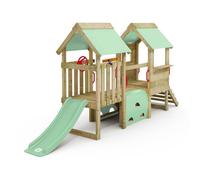Tour de jeux WICKEY My First Playground 2 pour tout-petits avec toboggan 120 cm vert pastel et tunnel - 10 ans de garantie*