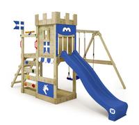 Tour de jeux WICKEY RoyalFlyer avec toboggan bleu, balançoire et bac à sable - 10 ans de garantie*
