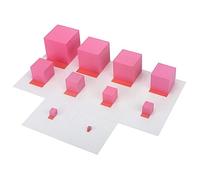 Tour de jouet rose - Tour de cube cyprès de 0,28 à 2,76 pouces - Jouet éducatif précoce - 10 dés de coordination œil-main - Attention - Résoudre des problèmes de pensée spatiale - Cadeaux pour