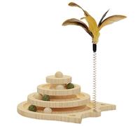 Tour de jouets en bois pour chat, pistes triples à trois niveaux