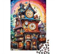 Tour de l Horloge Fantaisie Puzzle pour Adultes Puzzle 1000 Pièces Bâtiment Coloré Jeu de Puzzle 1000 Pièces Décoration Famille 70x50cm/1000pcs