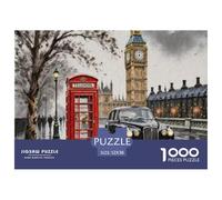 Tour de lHorloge de Londres Monument Puzzle 1000 Pièces Papier pour Adultes Cabine Téléphonique Rouge Jeu de Puzzle 1000 Pièces Détente Décoration Maison 52x38cm/1000pcs