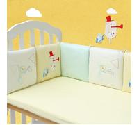 Tour de Lit Bb - Pare-choc 6 Pices 30x30cm en Coton Mlang - Beige, vert clair et jaune clair TOUR DE LIT BEBE(B)
