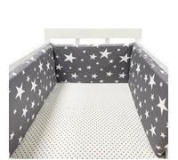 Tour de lit bébé, coussin barrière anti-collision pour berceau contour lit bébé respirant en coton, étoile gris foncé, 200 x 30 cm