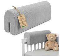 Totsy Baby Tour de lit bébé Respirant 50 cm - Contour de Lits pour Tout-Petits Protege Enfant barreaux ou Barriere Bebe Tours Mousse Berceau Protection Velours côtelé Oeko-Tex Gris Clair B