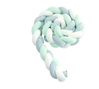 Tour de lit bébé serpent tressé 1M -Protection velours pare-choc -Décoration chambre nouveau-nés -Couleur vert menthe blanc grisâtre