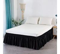 Tour de lit élastique en microfibre douce - 38 cm de hauteur à volants, sans surface de lit, compatible avec lits simple/double/très grand lit (noir, 120 x 200 + 38 cm)