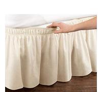 Tour de lit élastique en microfibre douce - 38 cm de hauteur à volants, sans surface de lit, compatible avec lits simple/double/très grand lit (beige, 150 x 200 + 38 cm)