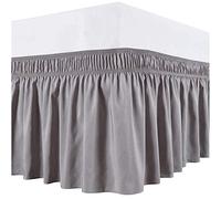 Tour de lit élastique en microfibre douce - Hauteur de 38 cm, sans surface de lit, compatible avec lits simple/double/très grand lit (gris, 180 x 200 + 38 cm)