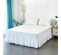 Tour de lit élastique en microfibre douce - Hauteur de 38 cm, sans surface de lit, compatible avec lits simple/double/très grand lit (blanc, 180 x 200 + 38 cm)