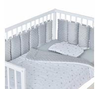 Tour De Lit Modulable 10 Pièces Extra Doux Minky Gris TU