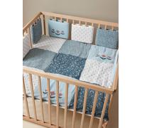 Tour de lit / tour de parc pare-chocs en gaze de coton INDIA lot bleu TU