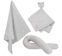 Tour De Lit Traversin + Couverture Et Doudou En Coton Bio Lil Planet Gris Argenté / Ourson TU