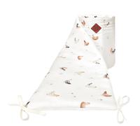 Tour De Lit Universel En Gaze De Coton Gallina Écru ? Motif Poules Champêtre TU