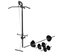 vidaXL Tour de musculation murale – 30,5 kg – Appareil complet avec accessoires – Noir