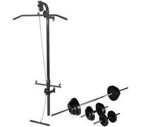 vidaXL Tour de musculation murale – 30,5 kg – Appareil complet avec accessoires – Noir