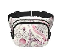 Tour de Paris Imprimé Floral Unisexe Carré Double Couche Sac De Taille Crossbody, Sac De Voyage D'Entraînement, Noir, Taille Unique Noir, Taille Unique, noir, One Size