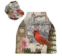 Tour De Paris Oiseau Rouge Housse de Canopée de Siège de Voiture pour Poussette Bébé Dais Siège-Auto Couverture D'Allaitement Pare-Soleil Respirant Extensible pour Garçons Filles
