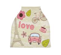 Tour De Paris Romantique Housse de Canopée pour Poussette,Siège de Voiture pour Bébé Dais Siège Auto Couverture D'Allaitement Pare-Soleil Respirant Extensible pour Bébé