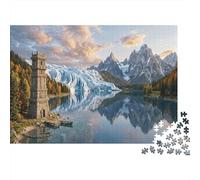 Tour de Pierre LakesidePuzzle Classique 1000 Pièces Complet lac Glacier Miroir pour Grands-Parents Amélioration De La Mémoire Activité Intérieure 70x50cm/1000pcs