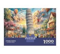 Tour de Pise Ville 1000 Pièces Puzzle Défi - Carton Solide & Puzzle Très Difficile Pisa Art Mural - Cadeau Parfait 52x38cm/1000pcs pour Adultes À Partir De 12 Ans