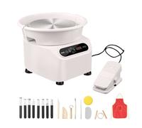 VEVOR Roue de Poterie Tour de Potier 280 mm 350 W avec Pédale et Tablier Blanc