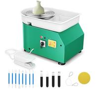 Tour de Potier,350W Tour de Potier Adulte avec Pédale,Roue de Poterie avec Bassin Amovible Plateau Tournant, Outils de Poterie pour Bricolage Poterie Débutante,Atelier Poterie (vert)