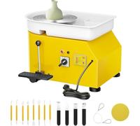 Tour de Potier,350W Tour de Potier Adulte avec Pédale,Roue de Poterie avec Bassin Amovible Plateau Tournant, Outils de Poterie pour Bricolage Poterie Débutante,Atelier Poterie(Gelb)