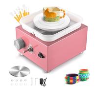 Tour de Potier, Couleeur 2000RPM Tour Poterie Électrique,avec Bassin en ABS Amovible et Plateau Tournant de 6.5/10cm Tour Potier Poterie Enfant et Adultes Outil de Bricolage pour Céramique(Rose)