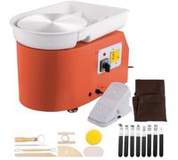 VEVOR Roue de potier électrique 28 cm 350 W – Plateau en aluminium – Orange avec pédale