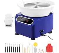 Tour de potier SucceBuy, machine à façonner les poteries de 11 pouces, tour de potier électrique de 350 W avec pédale et écran tactile LCD, outils de façonnage pour l'artisanat d'art à domicile, bleu.