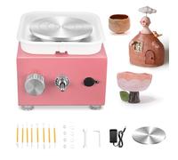 Tour de Potier, Tour électrique pour Céramique 0-2000 tr/min avec 8 Outils pour Argile, 2 Plateaux Tournants (6,5 et 10 cm), Vitesse Réglable pour le Bricolage, la Maison, les Loisirs Créatifs