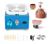 Tour de Potier, Tour électrique pour Céramique 2000 tr/min Roue de Poterie Vitesse Réglable avec Plaques de 10/6,5 cm Tour Poterie pour Enfants, Adultes et Débutants- Bleu