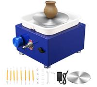 Tour de Potier, Tour Poterie 2000 tr/min Vitesse Réglable avec Plaques de 10/6,5 cm, Outils de Façonnage et Bassin Amovible