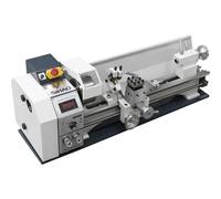 Tour de précision de 220 x 600 mm, réglage de la vitesse en continu de 0 à 3000 tr/min, mandrin de serrage à 3 mâchoires de 125 mm, porte-outils à 4 compartiments pour le travail du métal et le