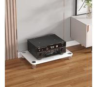 Tour De Rack Audio À 1/2/3/4 Étages,Support Multimédia AV en Verre Et Acier Inoxydable pour Cinéma Maison Et Système HiFi,Armoire Audio Moderne Et Rack Stéréo(White,1 Tier)