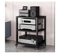 Tour de rack audio à roulettes à 3 niveaux - Support stéréo multimédia pour usage domestique et commercial - Étagère d'angle pour système audio (70 cm de hauteur)