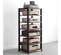 Tour de Rack Audio Meuble multimédia audiovisuel à 7 Niveaux, Tour Audio, avec étagères en Bois réglables, for Home cinéma, Lecteur CD, récepteur stéréo, capacité de Charge: 250kg(Red)