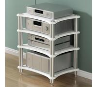 Tour de rack audio robuste à 3 niveaux - Support multimédia réglable pour lecteur stéréo et enregistreur - Solution de rangement pour home cinéma et studio Blanc clair 152,4 x 101,6 cm