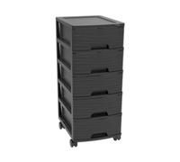 Tour de rangement 5 tiroirs A4 à roulettes moderne - Noir