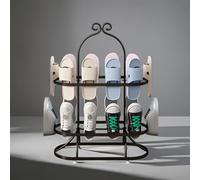 Tour de rangement à chaussures rotative - Étagère à chaussures sur pied peu encombrante (noir, 2 niveaux) pour un affichage efficace des chaussures et un accès facile