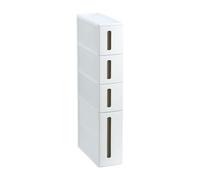 Fodalob Tour de Rangement, Colonne de Cuisine étroite, étagère en Plastique de Rangement for Commode Verticale à 3/4/5 Niveaux avec tiroirs for Petit Espace, Gain de Place(4-Tiers)