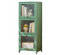 Tour de rangement en bambou vert avec étagères et roulettes transparentes - Polyvalente - Autoportante - Pour la maison, le bureau, la cuisine, le salon, la chambre à coucher et le garage