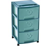 Tour de rangement enfant 3 tiroirs - plastique Bleu - avec roulettes - design ludique - Hauteur 67 cm - Fabriqué en France - Idéal pour Chambre et Salle de Jeux - M home by Mazzei Mondex