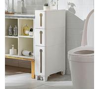 Tour de rangement fine pour salle de bain avec 4 tiroirs et 2 roulettes - Économie d'espace - Rangement latéral pour les petits espaces - Armoire d'angle haute avec grande capacité - Assemblage facile
