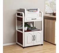 Tour de rangement moderne pour tourne-disque DVD et CD - Support multimédia élégant pour équipement audio-vidéo 55 x 40 x 89 cm (l + marron) - Parfait pour le divertissement à domicile.