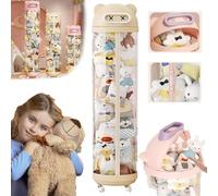 Tour De Rangement Rotative Pour Jouets, Tube De Rangement Vertical Transparent Pour Peluches, Grand Seau De Rangement Pour Poupées (Crème,30×140cm/11.8×55.1in)